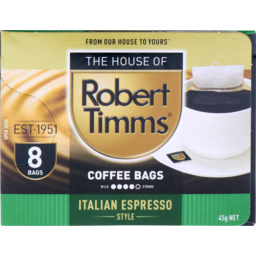 Photo of Timms Coffee Bags Italian Espresso Style 8s