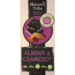 Photo of Nature's Tribe Almond & Cranberry Sugar Free Dark Chocolate
