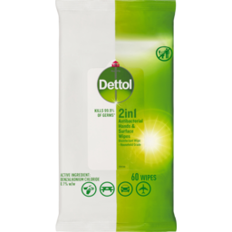 Photo of Dettol Antibacterial 2 In 1 Hand & Surface Wipes 60 Pack 60pk