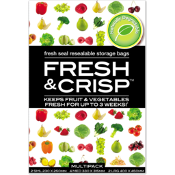 Photo of Fresh & Crisp Fruit & Vegetable Fresh Seal Resealable Storage Bags Multipack 8 Pack
