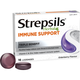 Photo of Strepsils Herbal Immune Support Lozenges Elderberry 16s