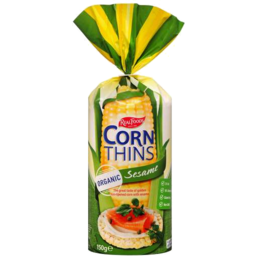 Photo of Real Foods Corn Thins Popped Organic With Sesame 150gm