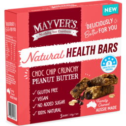 Photo of Mayver's Natural Health Bar Choc Chip Crunchy Peanut Butter 5pk