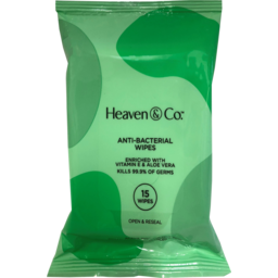 Photo of Heaven & Co Hand & Face Antibacterial Wipes 15 Pack