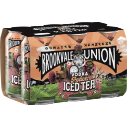 Photo of Brookvale Union Vodka & Peach Iced Tea Can 6x330ml