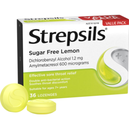 Photo of Strepsils Lozenges Sugar Free Lemon 36s