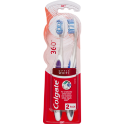 Photo of Colgate 360° Optic White Manual Toothbrush, Value 2 Pack, Soft Bristles, Teeth Whitening Actions