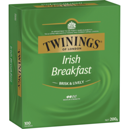 Photo of Twinings Irish Breakfast Medium Strength Tea Bag 100 Pack 200g