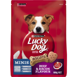 Photo of Purina Lucky Dog Biscuits Minis Beef & Bacon Flavour Dog Treats 800g