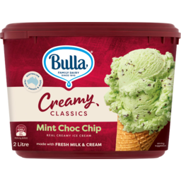 Photo of Bulla Premium Creamy Classics Mint Choc Chip 2L