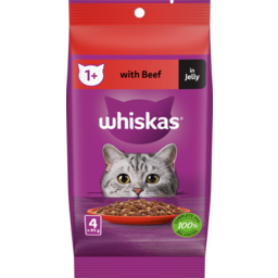 Photo of Whiskas Cat Food Pouch Beef In Jelly 4 Pack