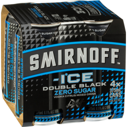 Photo of Smirnoff Ice Double Black Zero Sugar 375ml 4 Pack