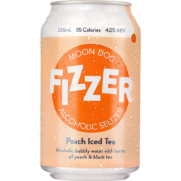 Photo of Moon Dog Fizzer Alcoholic Seltzer Peach Iced Tea Can