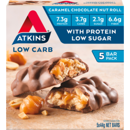 Photo of Atkins Low Carb Caramel Chocolate Nut Roll 5 Pack 220g