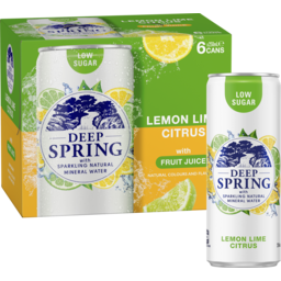 Photo of Deep Spring Natural Mineral Water Lemon Lime Citrus 6 X 250ml Multipack Mini Cans 6.0x250ml