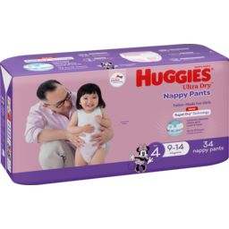 Photo of Huggies Ultra Dry Nappy Pants Girl Size 4 (9-14kg) 34 Pack 