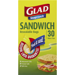 Photo of Glad Snap Lock Sandwich Resealable Bags 30 Pack