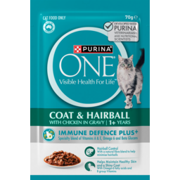 Photo of Purina One Adult Cat Food Coat & Hairball with Chicken in Gravy