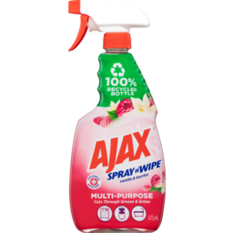Photo of Ajax Spray N' Wipe Multi-Purpose Cleaner Trigger, 475ml, Vanilla & Berries Surface Spray 475ml
