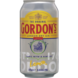 Photo of Gordon's 4.5% Gin & Tonic With a Twist of Lemon 375ml Can