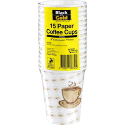 Photo of Black & Gold Paper Cups 250ml 15pk