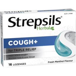 Photo of Strepsils Herbal Cough + Lozenges Fresh Menthol 16pk