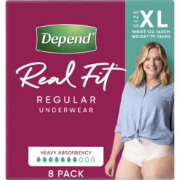 Photo of Depend Real Fit For Women Extra Large 91-136kg Incontinence Regular Underwear 8 Pack