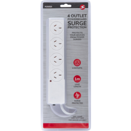 Photo of Power 4 Outlet Powerboard With Surge Protection Single Pack
