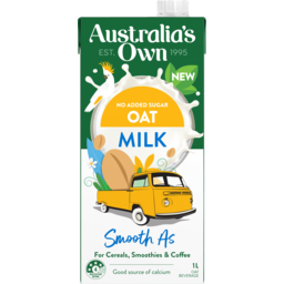 Photo of Australias Own Smooth As No Added Sugar Oat Long Life Milk 1l