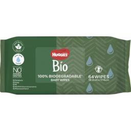 Photo of Huggies Bio 100% Biodegradable Baby Wipes 64 Pack