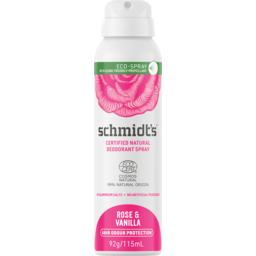 Photo of Schmidts Rose & Vanilla Deodorant Spray 115ml