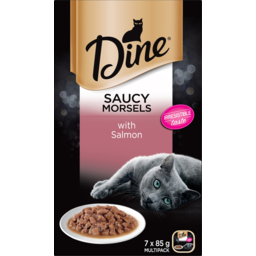 Photo of Dine Saucy Morsels With Salmon Cat Food Trays Multipack 7x85g