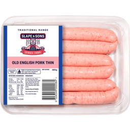 Photo of Slape & Sons Traditional Range Old English Pork Thin Sausages 480g
