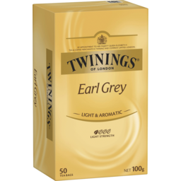 Photo of Twinings Earl Grey Light Strength Tea Bags 50 Pack 100g