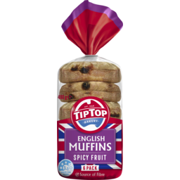 Photo of Tip Top English Muffins Spicy Fruit 6 Pack