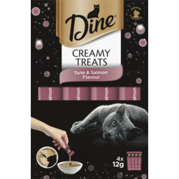 Photo of Dine Creamy Treats Tuna & Salmon Flavour Cat Food 4x12g