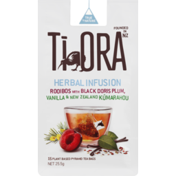Photo of Ti Ora Herbal Infusion Plant Based Pyramid Tea Bags Rooibos with Black Doris Plum, Vanilla & NZ Kumarahou - 15 Pack