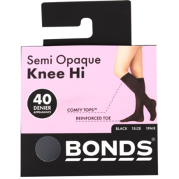 Photo of Bonds Semi Opaque Black Knee Hi 40D One Size 1pk