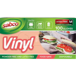 Photo of Sabco Disposable Vinyl Gloves Large