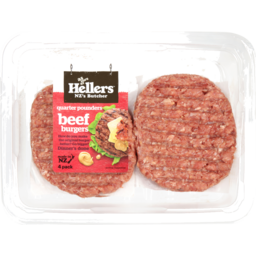 Photo of Hellers Burgers Quarter Pounder Beef 4 Pack