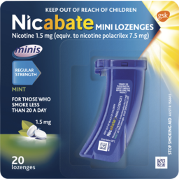 Photo of Nicabate Mini Lozenge Quit Smoking Nicotine 1.5mg Regular Strength Mint 20 Pack