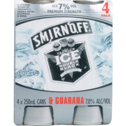 Photo of Smirnoff 7% Vodka & Gaurana 4x250ml Cans