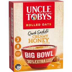Photo of Uncle Tobys Rolled Oats Quick Creamy Honey Big Bowl 8 Pack 368g