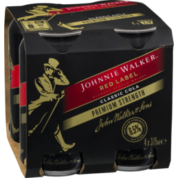 Photo of Johnnie Walker Red Label & Classic Cola Premium Serve 6.5% 4 X 375ml Can 