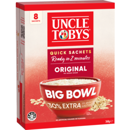 Photo of Uncle Toby's Rolled Oats Quick Sachets Original Big Bowl 8 Pack