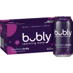 Photo of Bubly Blackberry Flavour Sparkling Water No Sugar Multipack Cans 375ml X 8 Pack 8pk