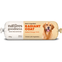 Photo of Natures Goodness Grain Free Adult Chilled Fresh Dog Food Roll Radiant Coat Chicken With Vegetables 1.8kg 1.8kg