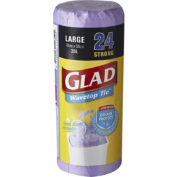 Photo of Glad Wavetop Tie Fresh Scent Garbage Bags Purple Large