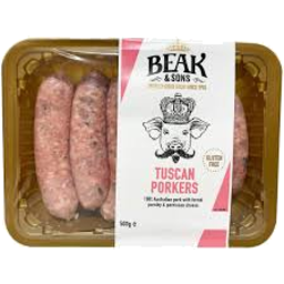 Photo of Beak & Sons Sausages Tuscan Pork 500gm