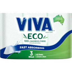 Photo of Viva Eco 100% Bamboo Fibre Paper Towel 60 Sheets 3 Pack